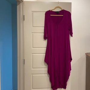 Fuschia cotton blend midi dress.